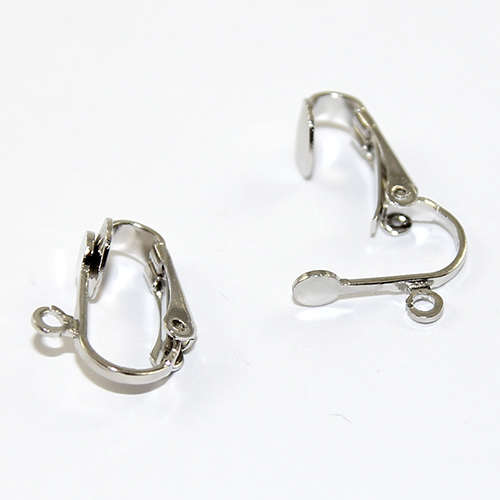 4mm Flat Pad with Drop Clip on Earring - Pair - Antique Silver