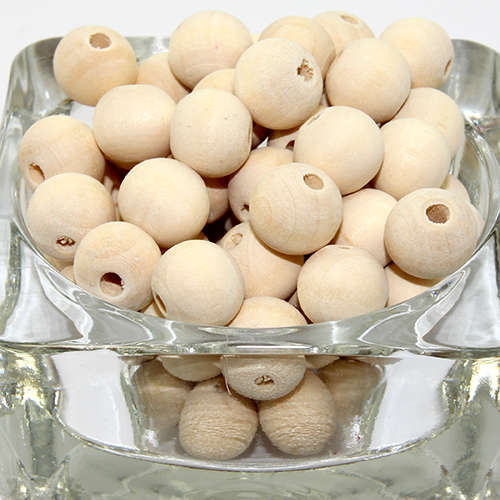 12mm Round Hinoki Wooden Beads - Natural - 50 Piece Bag