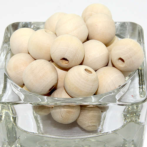 16mm Round Hinoki Wooden Beads - Natural - 20 Piece Bag