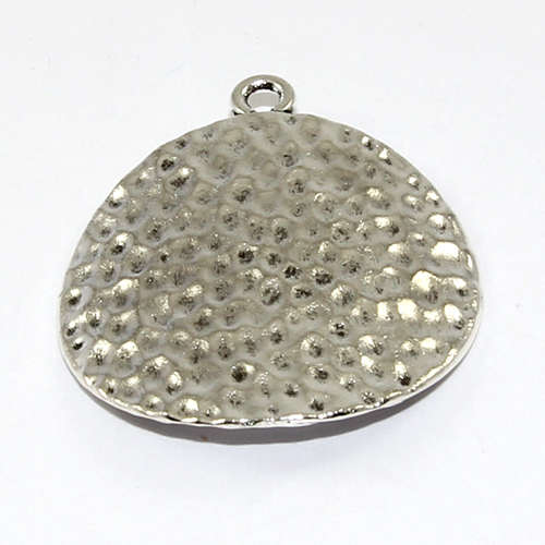 26mm Hammered Round Charm - Antique Silver