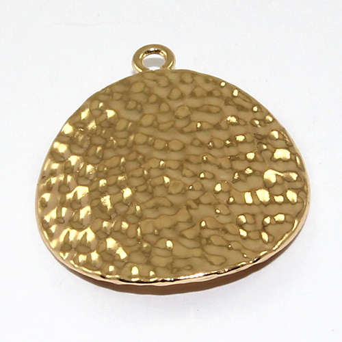 26mm Hammered Round Charm - Gold