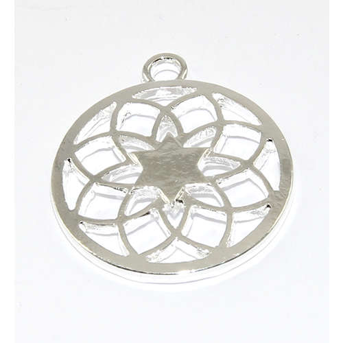 20mm Carved Mandala Charm - Silver
