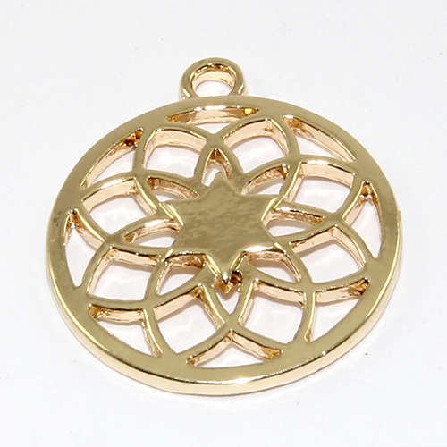 20mm Carved Mandala Charm - Gold