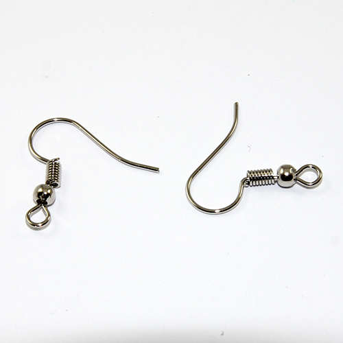 100 New Gunmetal Black Plated Spring Ball French Earring Hooks 20mm