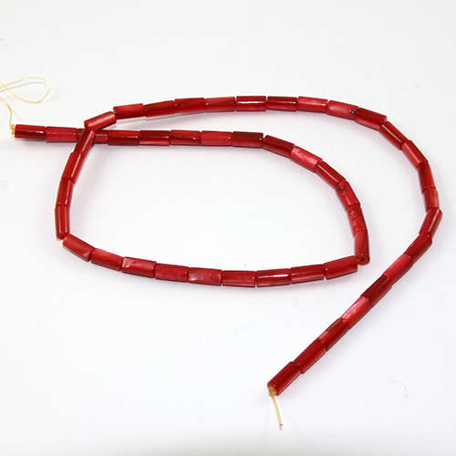 8mm x 4mm Natural Shell Loose Cylinder Beads - 37cm Strand - Red