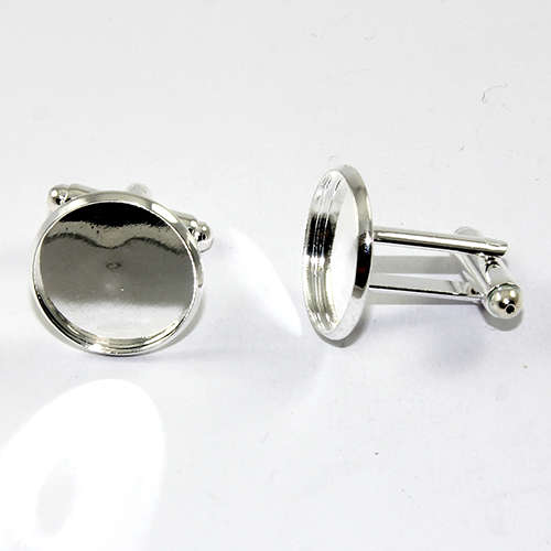 16mm Cabochon Setting Cuff Links - Pair - Silver