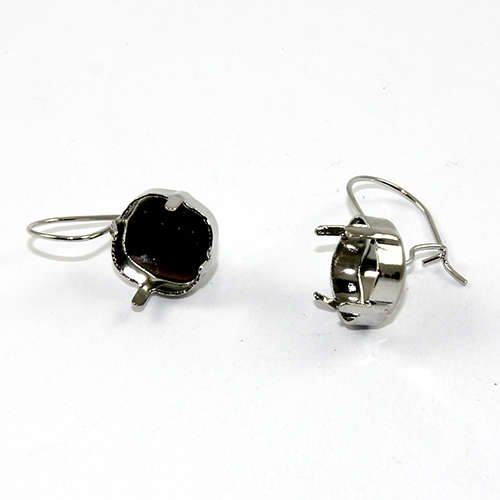 14mm Round Stone Hook Setting - Antique Silver