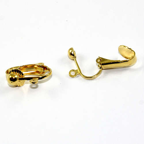 4mm Dome with Drop Clip on Earring - Pair - Bright Gold