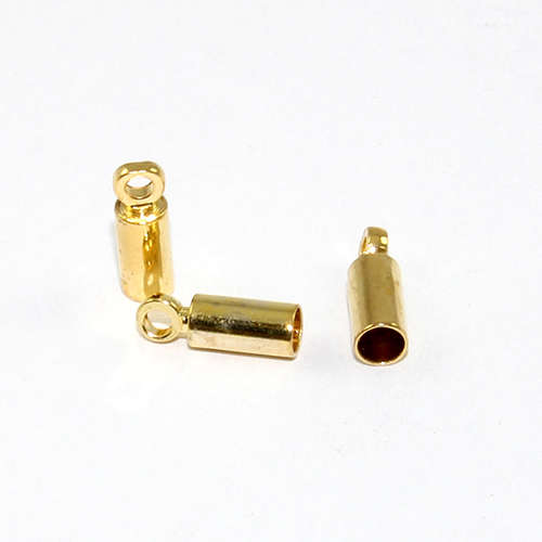 3mm Copper Cord End - Glue in - Bright Gold