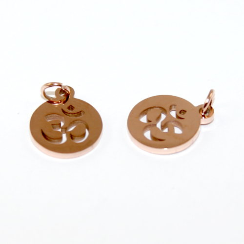 12mm Om Charm - 304 Stainless Steel - Rose Gold