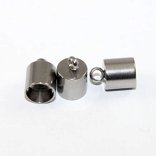 6mm Cord End - Glue in - Stainless Steel