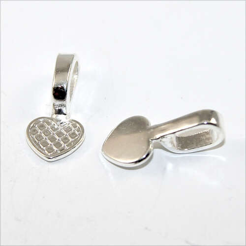 Heart Pendant Glue on Mount - Silver