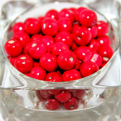 10mm Round Hinoki Wooden Beads - Red - 50 Piece Bag