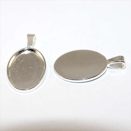 25mm x 18mm Oval Cabochon Pendant Setting - Silver