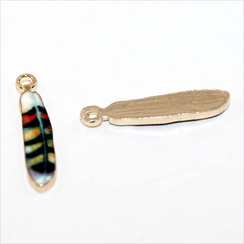23mm Black Enamel Feather Charm - Black