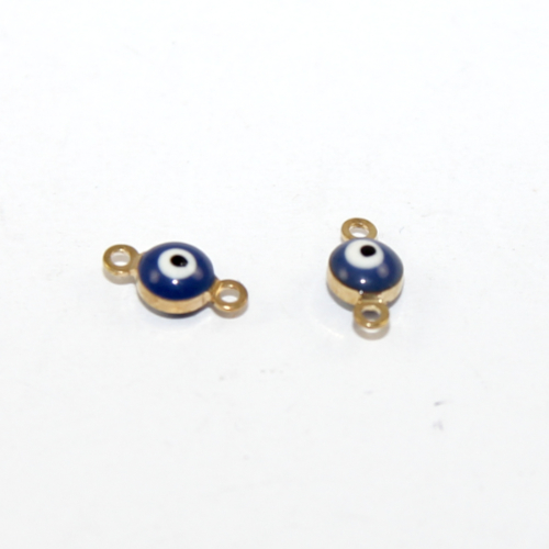 5mm Evil Eye Connector - Gold - 2 Pieces