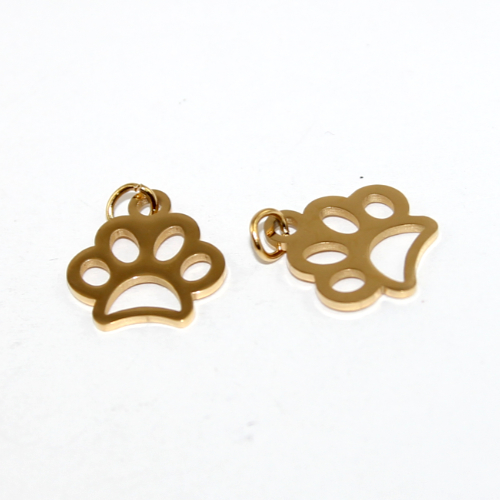 12mm Paw Charm - 304 Stainless Steel - Gold Plated