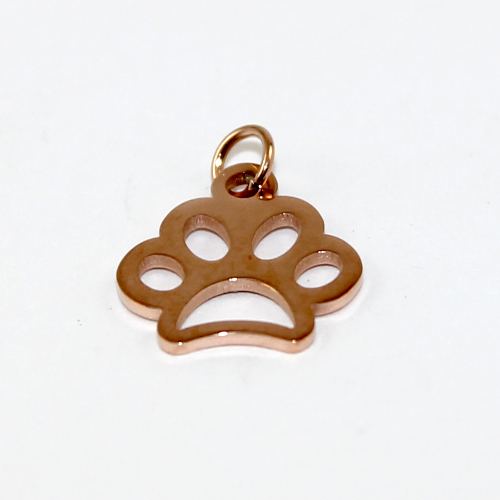 12mm Paw Charm - 304 Stainless Steel - Rose Gold Plated