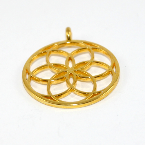 30mm Carved Flower Mandala - Gold