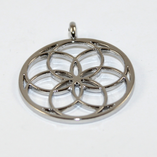 30mm Carved Flower Mandala - Platinum