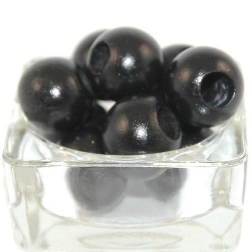 24mm Round Hinoki Wooden Beads - Black - 6 Piece Bag