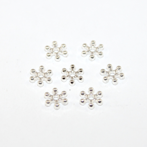 8mm Snowflake Spacer Bead - Silver Plated - 100 Piece Bag