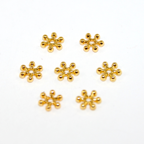 8mm Snowflake Spacer Bead - Gold Plated - 100 Piece Bag