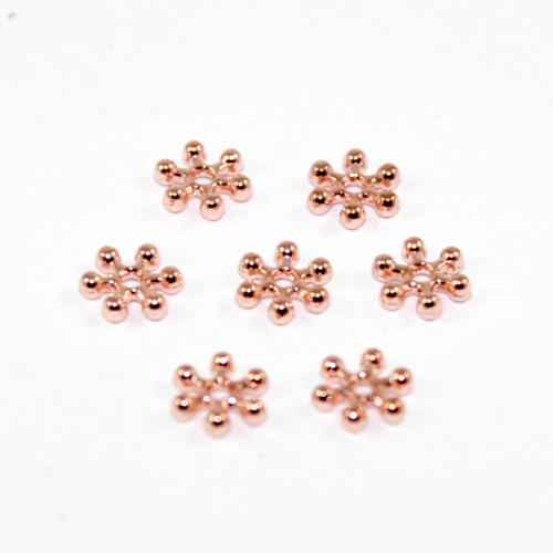 8mm Snowflake Spacer Bead - Rose Gold Plated - 100 Piece Bag