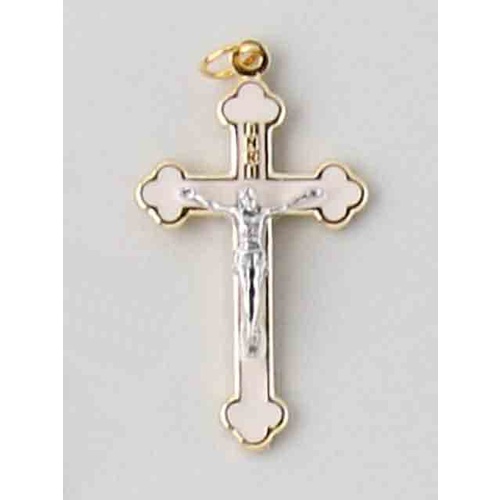 Crosses & Crucifixes - Crucifix - White Enamel 