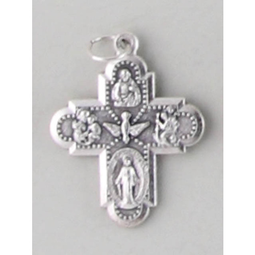 Crosses & Crucifixes - Four Way Medal 23mm Cross - Silver Oxide