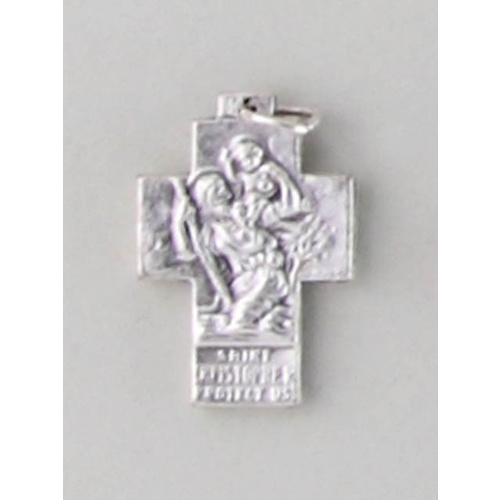 Crosses & Crucifixes - Jesus Joseph & Mary 24mm Cross - Silver Oxide