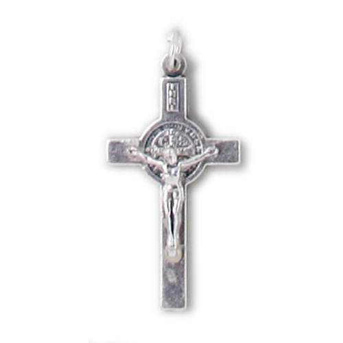 Crosses & Crucifixes - St Benedict 35mm Cross - Silver Oxide