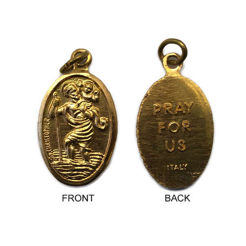Holy Medal - St Christopher - 22mm - Gold