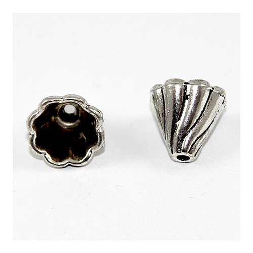 14mm x 12mm Etched Twisted Cone - Antique Silver - Discontinued