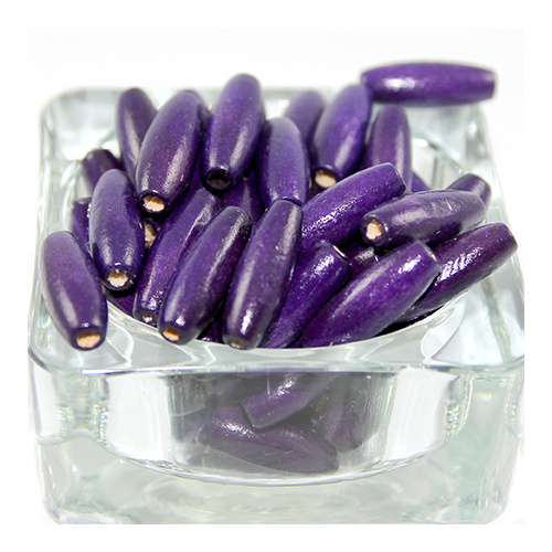 Oval Wooden Bead - Purple