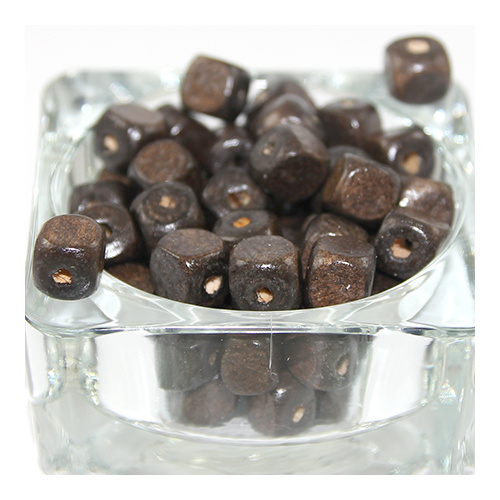 Cube Wooden Bead - Dark Brown - 50 Piece Bag