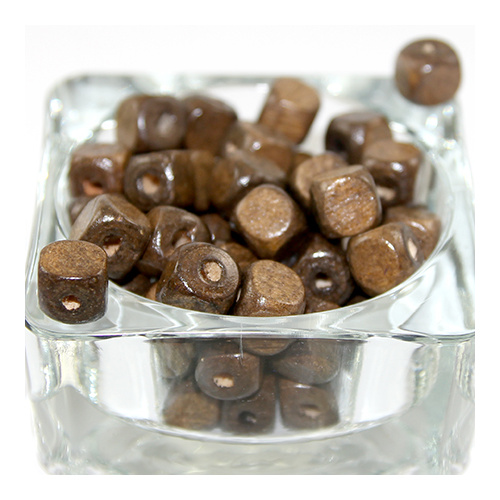 Cube Wooden Bead - Brown - 50 Piece Bag