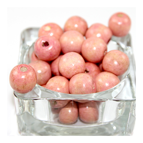 Pack of 34 - Round Wooden Bead - Light Pink