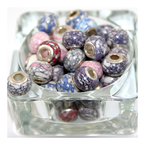 10mm Polymer Euro Bead with a Platinum Core - Mixed Colours - Discontinued