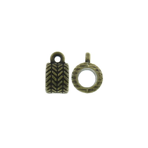 6mm x 11mm Chevron Pattern Hanger Bead with one loop  - Antique Bronze