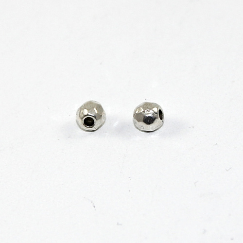 3.5mm Faceted Round Metal Bead - Antique Silver