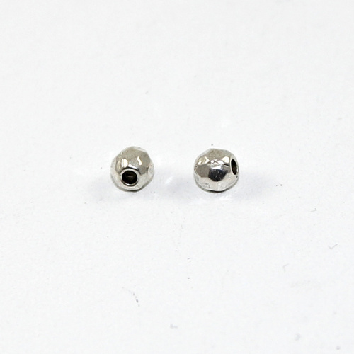 3.5mm Faceted Round Metal Bead - Antique Silver