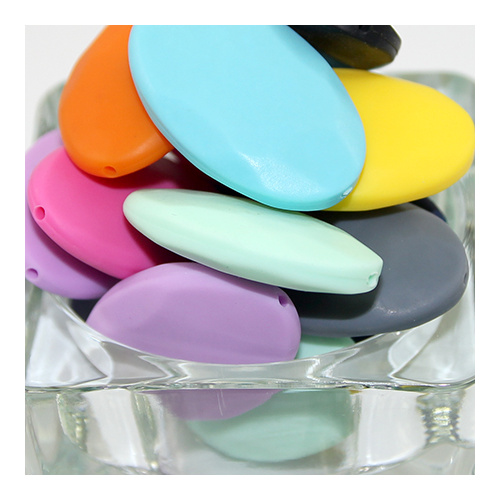 40mm x 25mm Flat Oval Silicone Bead - Mixed Colours