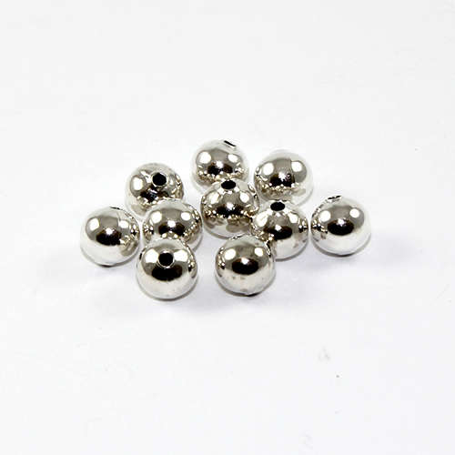 6mm Round Brass Bead - Silver Plated