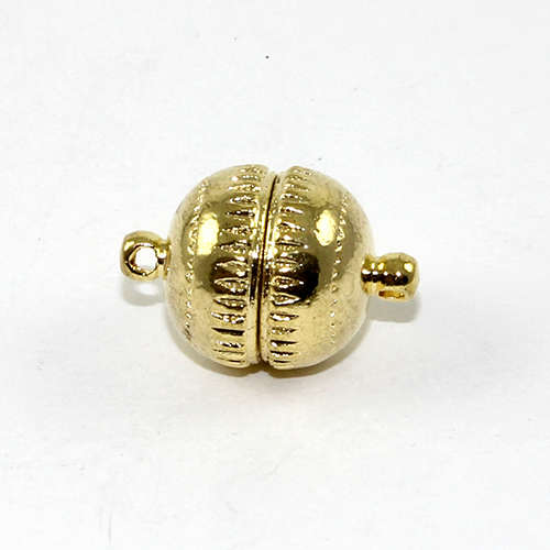 14mm Etched Round Single Strand Magnet - Gold
