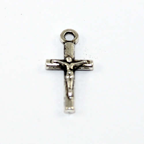 9mm x 18mm Crucifix Cross Charm - Antique Silver
