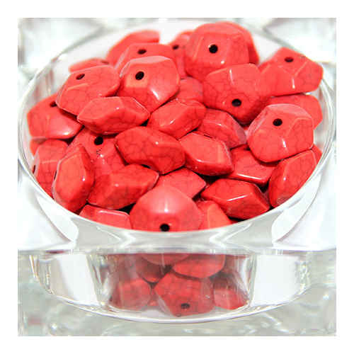 Imitation Turquoise 15mm x 13mm Octagon Beads - Red - 20 Piece Bag