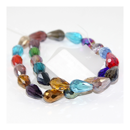 15mm x 10mm Faceted Drop AB Glass Bead - 40cm Strand - Mixed Colour