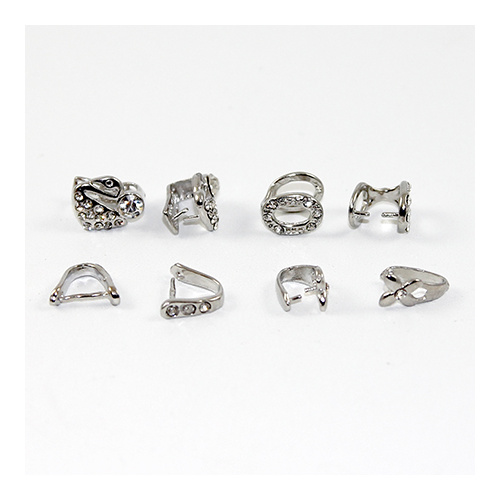 Mixed Shape Rhinestone Pinch Bails - Platinum