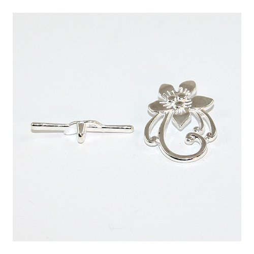 20mm Flower Toggle Clasp Set - Silver
